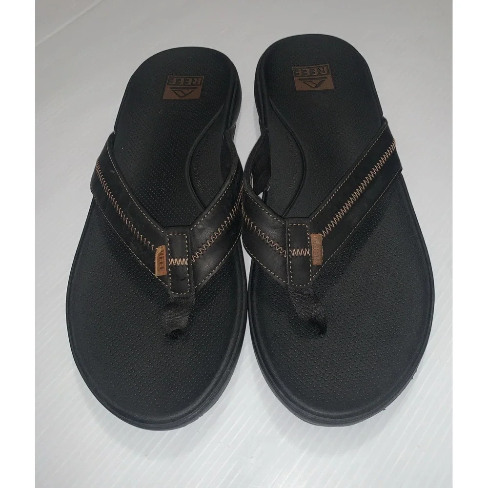 Reef Cushion Phantom 2.0 LE Flip Flop Sandals Leather Foam Men's Black US13 EU46